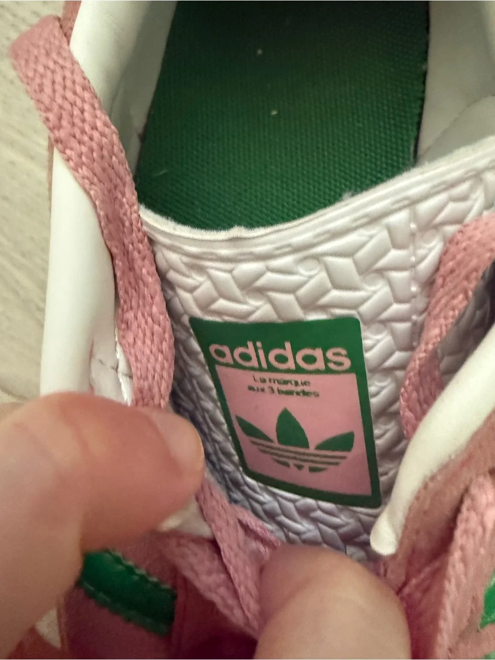 adidas Pink and Green Platform Gazelle Sneakers